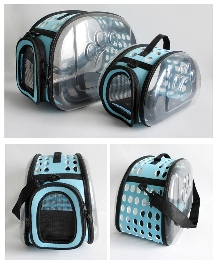 Portable Folding Transparent Pet Carrier Bag Large Capacity Breathable Outdoor Cat Backpack Cat Box Bag For Travel