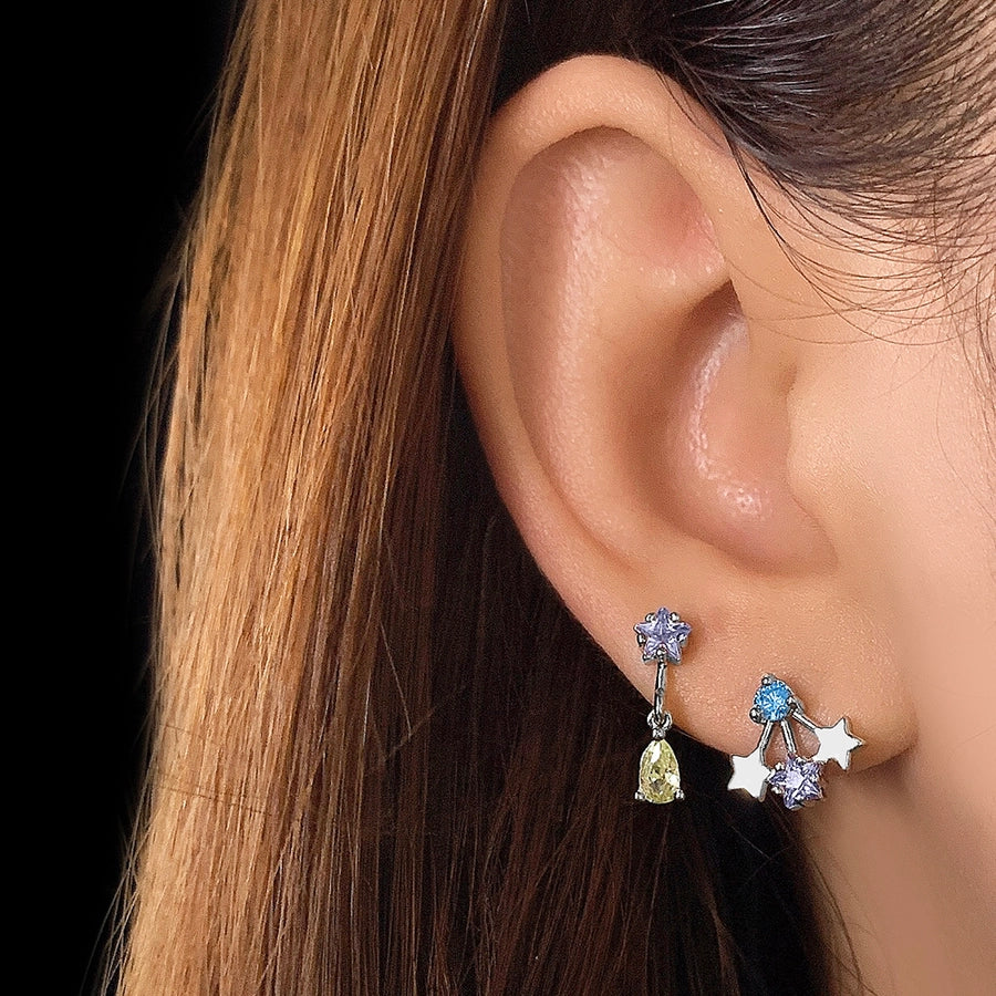 1 Pair IG Style Simple Style Geometric Star Heart Shape Inlay Copper Zircon Ear Studs