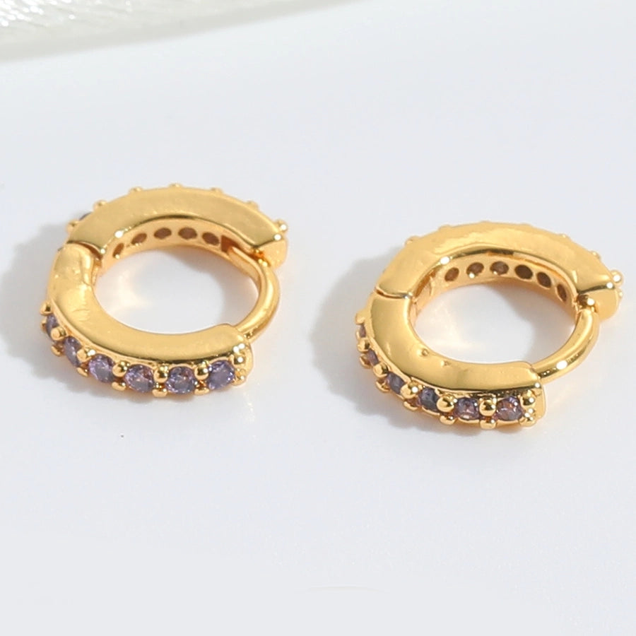 1 Pair Elegant Simple Style Commute Geometric Copper Zircon 14K Gold Plated Earrings