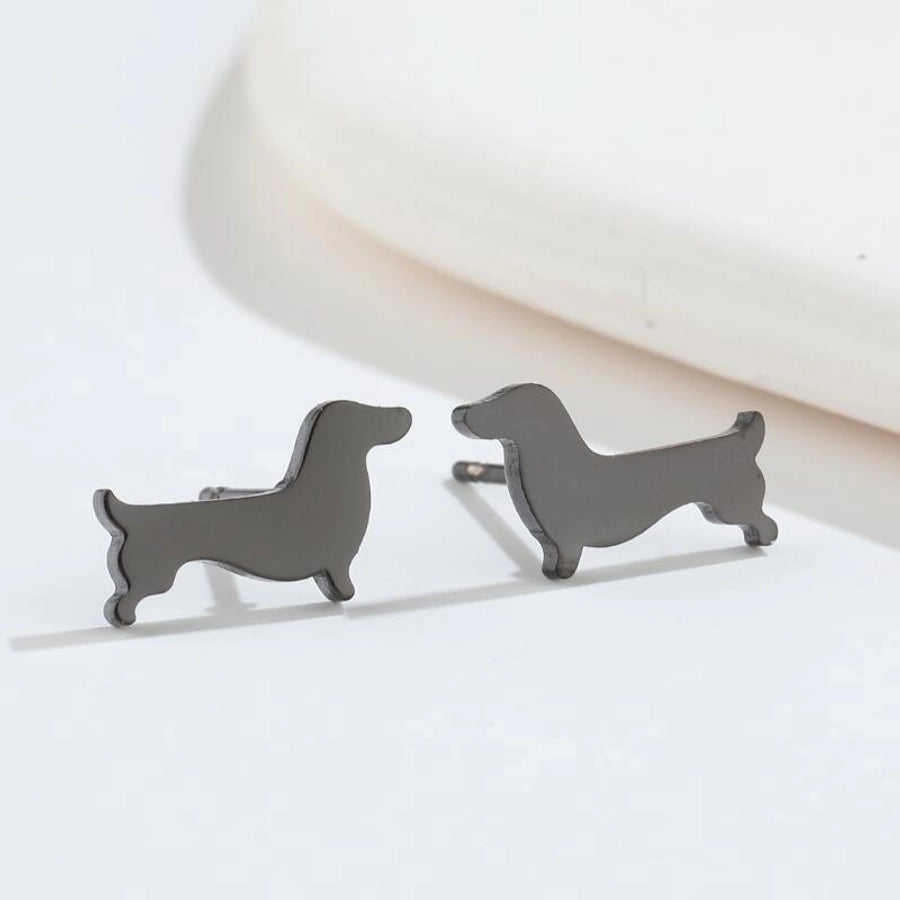 1 Pair Simple Style Dog Plating 304 Stainless Steel 18K Gold Plated Ear Studs