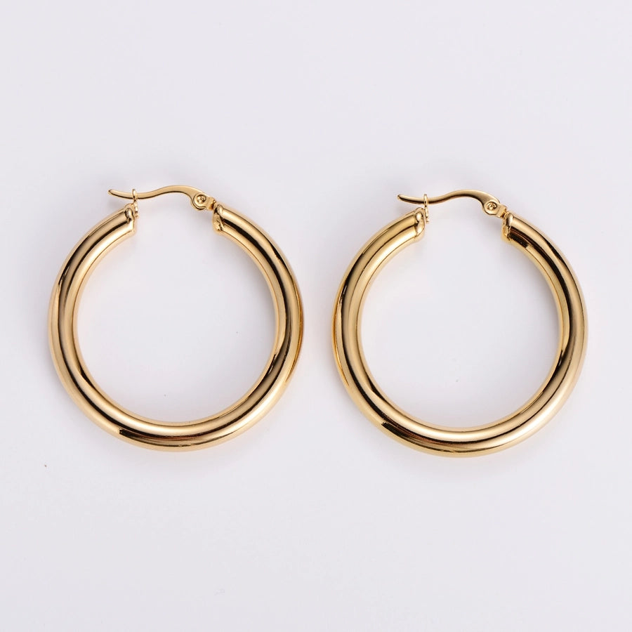 1 Pair Simple Style Geometric Plating 304 Stainless Steel No Inlaid 18K Gold Plated Stainless Steel Earrings