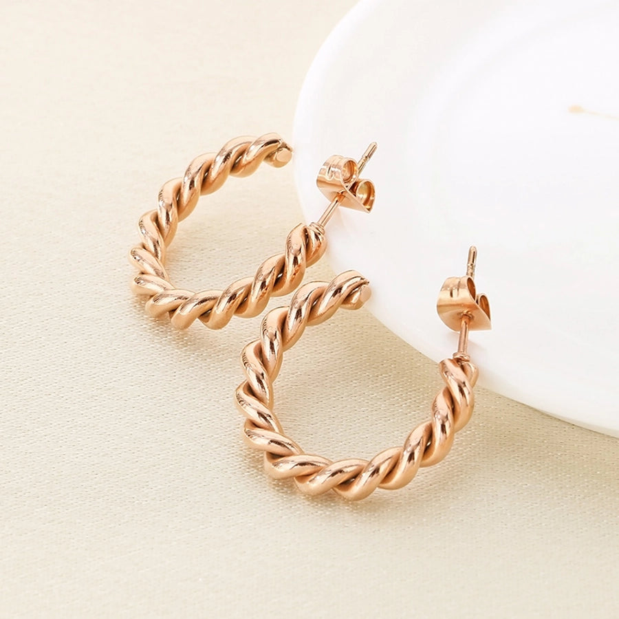 1 Pair Simple Style C Shape 304 Stainless Steel 18K Gold Plated Stainless Steel Earrings