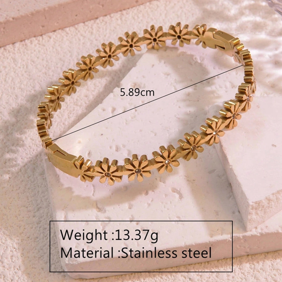 Jewelry Princess Sweet Simple Style Flower 304 Stainless Steel 18K Gold Plated Plating Jewelry Set