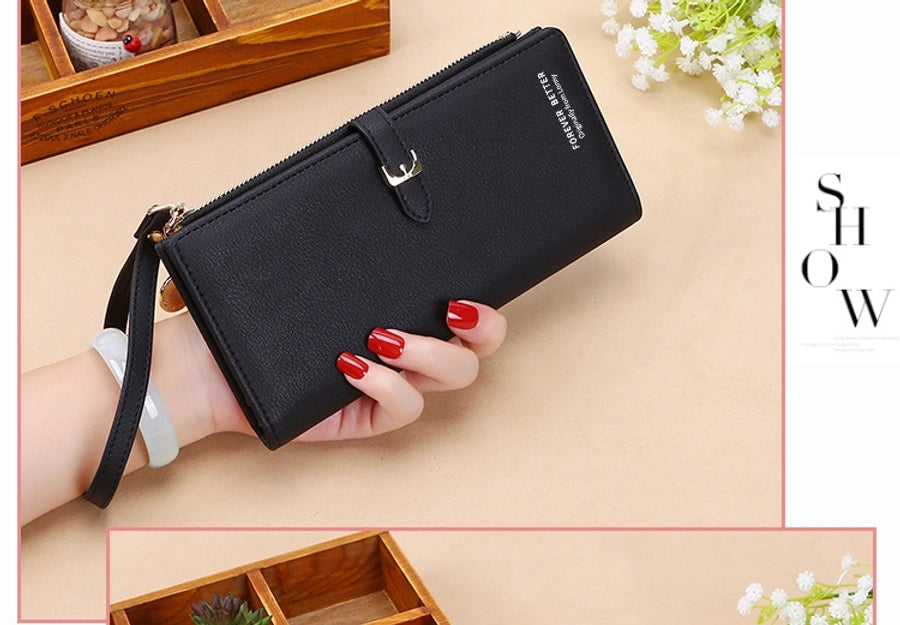 Women's Solid Color Pu Leather Buckle Wallets