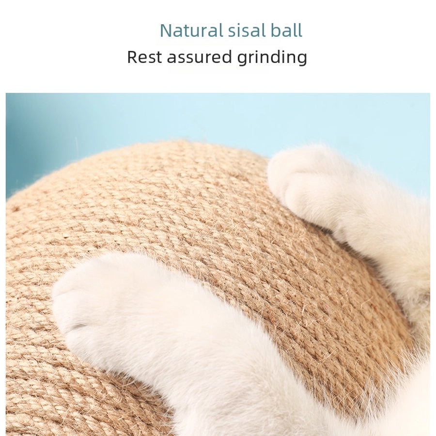 Wooden Cat Scratch Board Toy Durable Cat Scratching Post Ball Hand-wound Rope Climbing Frame Pet Supplies