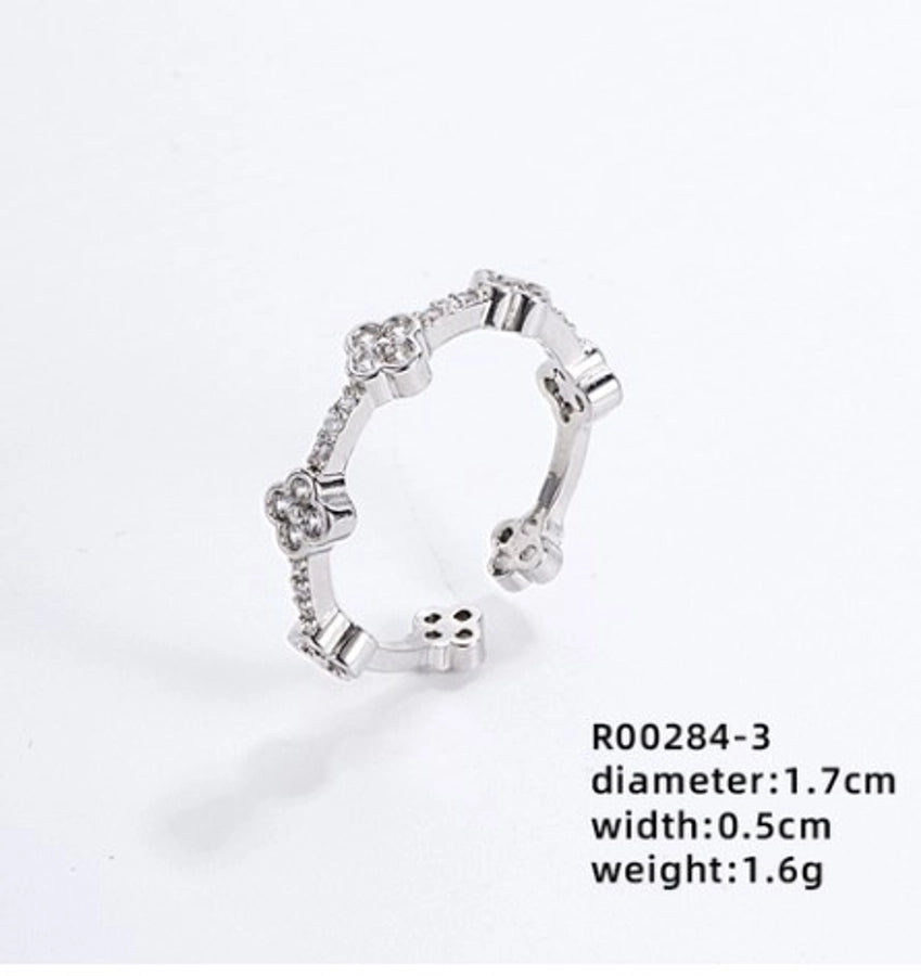 Copper IG Style Simple Style Plating Inlay Heart Shape Flower Zircon Open Rings