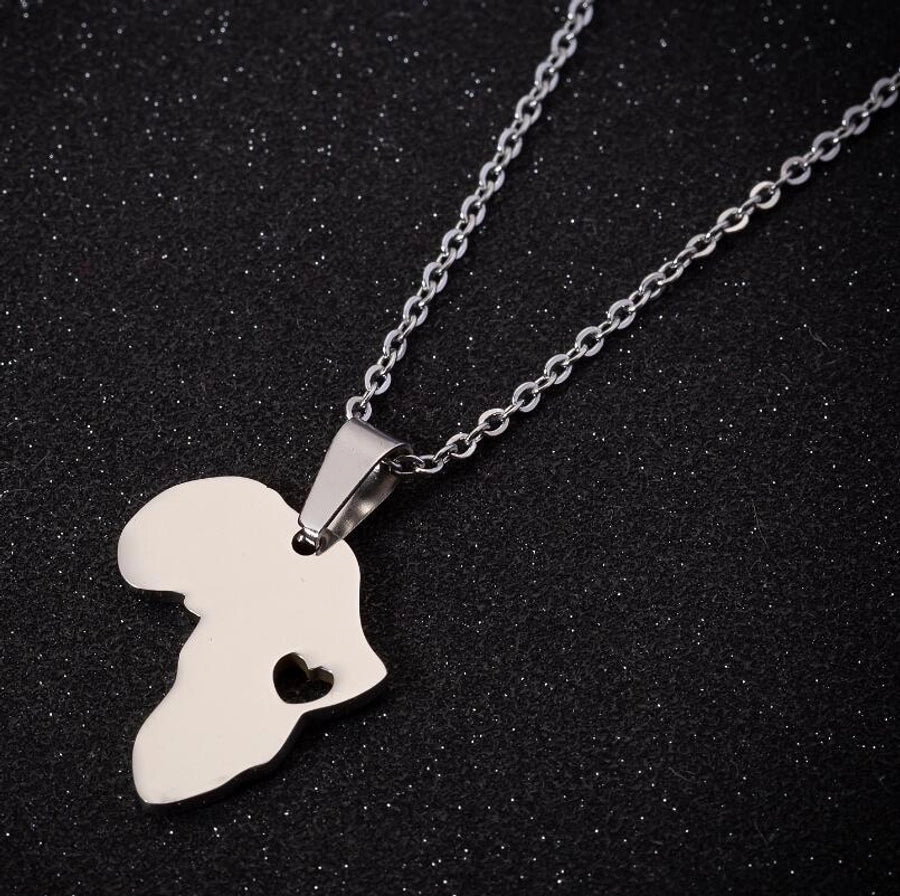 201 Stainless Steel 18K Gold Plated Fashion Plating Map Pendant Necklace