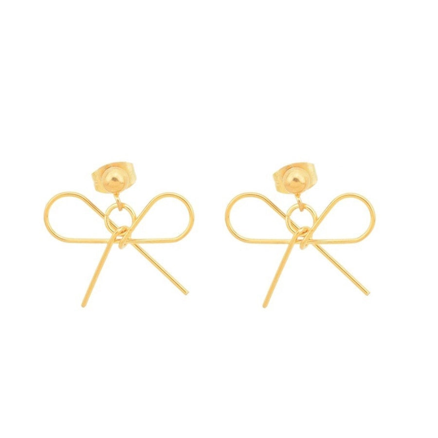 1 Pair IG Style Simple Style Bow Knot Plating Hollow Out Stainless Steel Drop Earrings