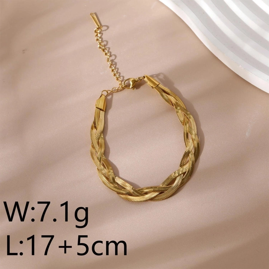 Jewelry Simple Style Commute Geometric 304 Stainless Steel 18K Gold Plated White Gold Plated Chain Bracelets Necklace