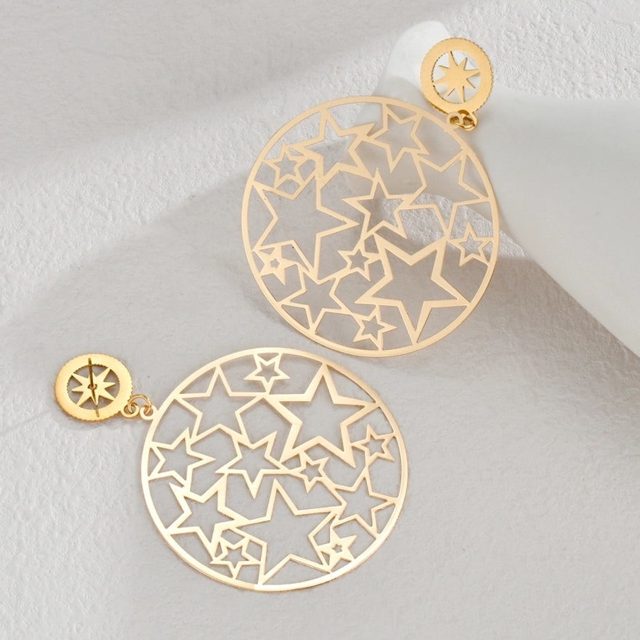 1 Piece Elegant Luxurious Geometric Hollow Out 304 Stainless Steel 18K Gold Plated Drop Earrings