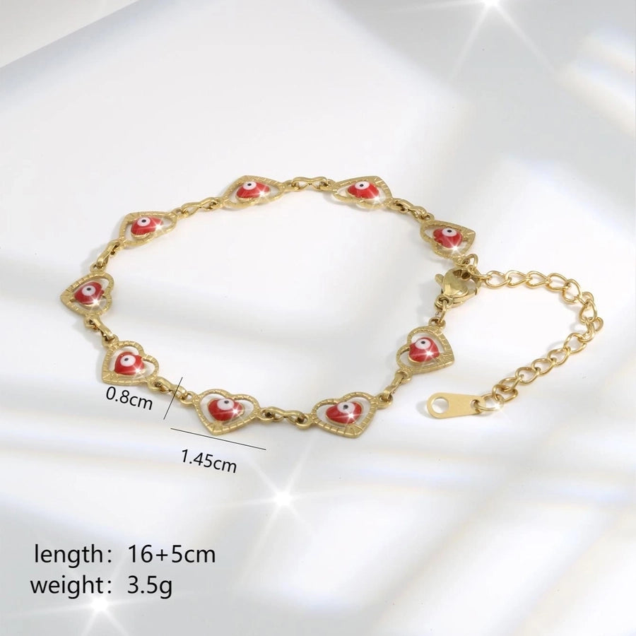 Elegant Romantic Sweet Heart Shape 304 Stainless Steel 18K Gold Plated Stainless Steel Bracelets In Bulk