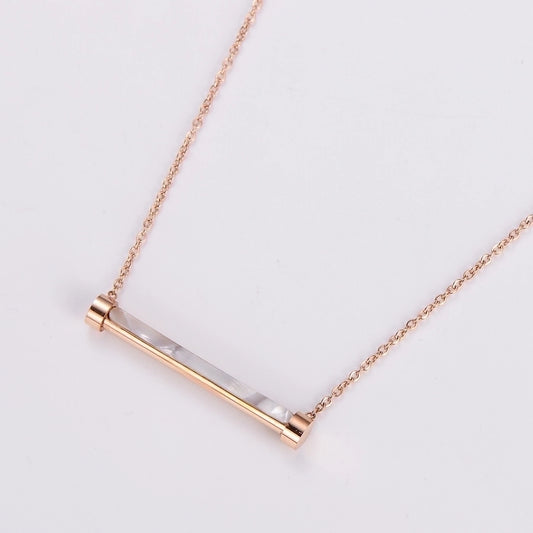 304 Stainless Steel 18K Gold Plated Rose Gold Plated Casual Inlay Solid Color Acrylic Pendant Necklace