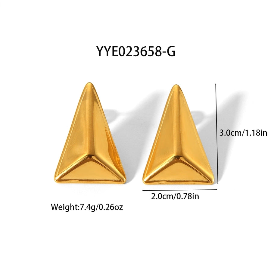 1 Pair Basic Triangle Polishing Plating 304 Stainless Steel 18K Gold Plated Earrings