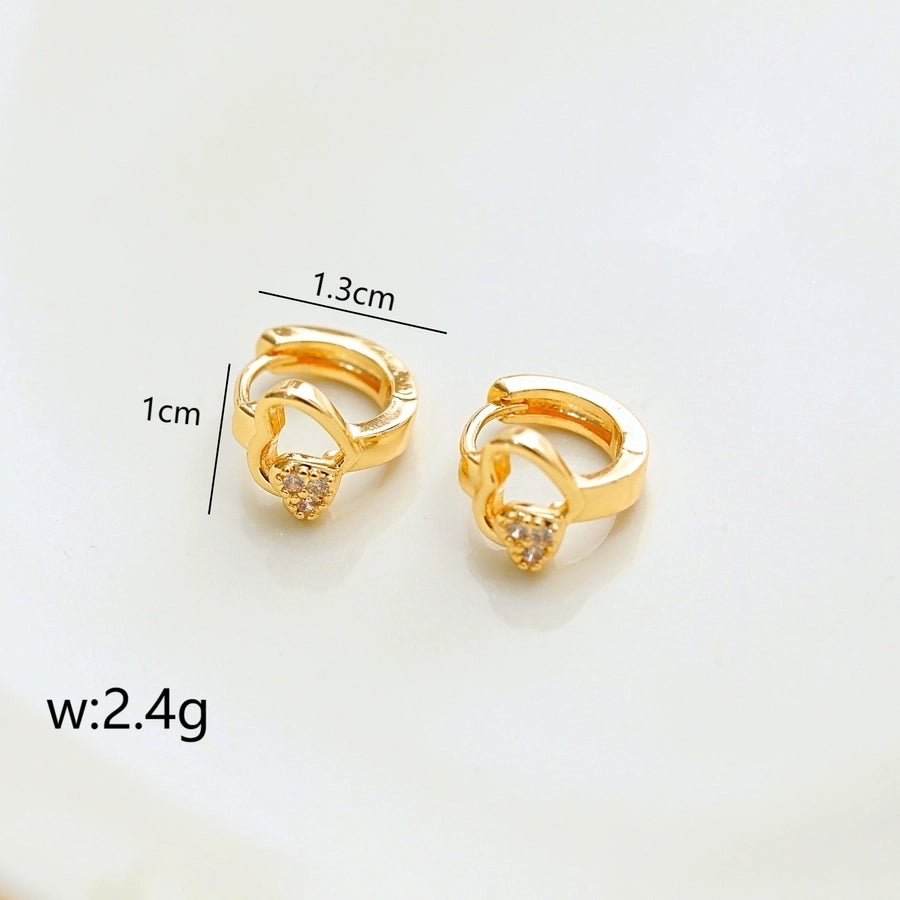 1 Pair Elegant Vintage Style Commute Cross Heart Shape Flower Enamel 304 Stainless Steel Diamond 18K Gold Plated Earrings