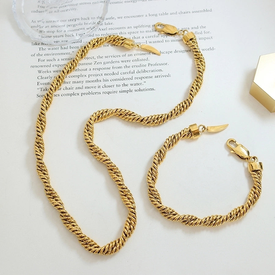 Jewelry Simple Style Twist 304 Stainless Steel 18K Gold Plated Gold Plated Bracelets Necklace