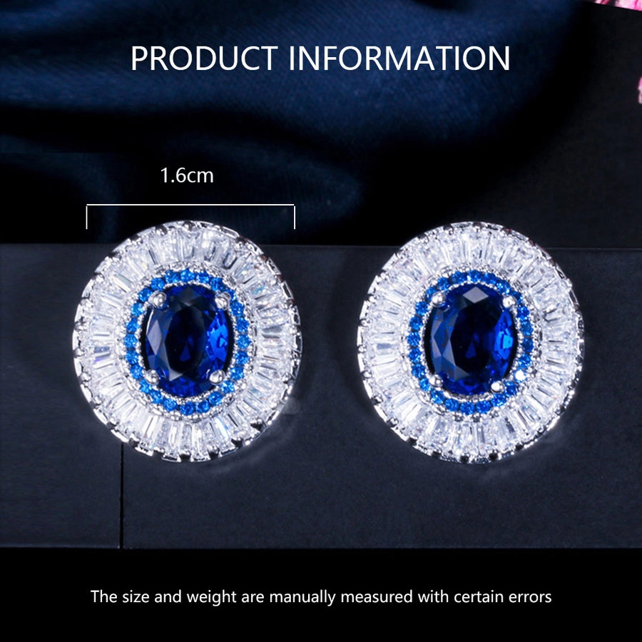 1 Piece Elegant Luxurious Oval Plating Inlay Copper Zircon White Gold Plated Ear Studs