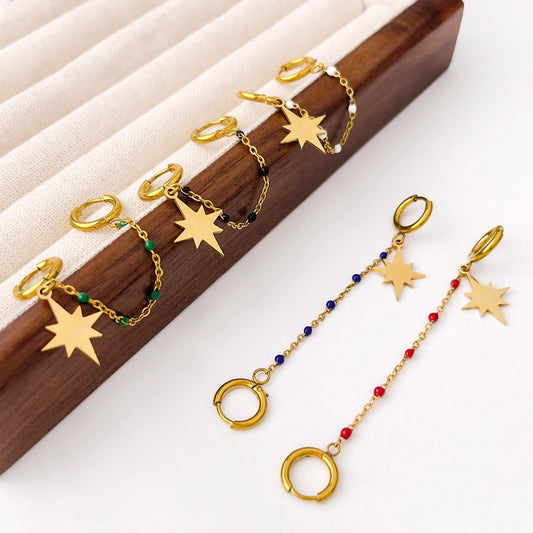 1 Piece Simple Style Star Chain 304 Stainless Steel 18K Gold Plated Earrings - CEJEW