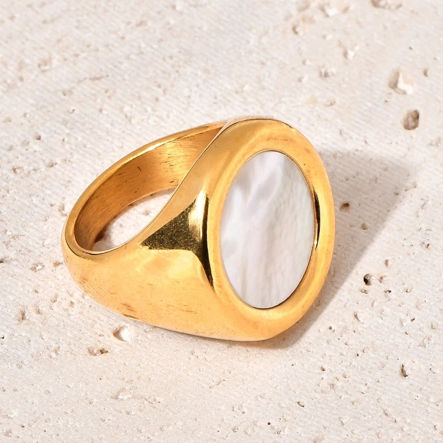 Jewelry Vintage Style Roman Style British Style Sun 304 Stainless Steel 18K Gold Plated Rings