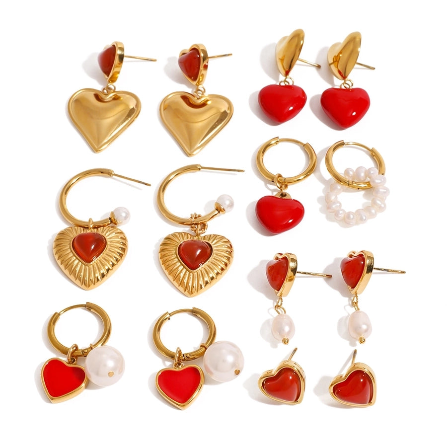 1 Pair Casual Exaggerated Heart Shape 304 Stainless Steel 18K Gold Plated Drop Earrings Earrings