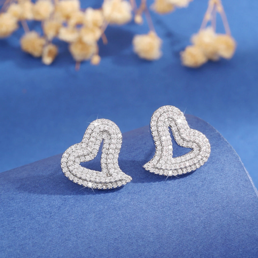 1 Pair Elegant Simple Style Heart Shape Copper Zircon Imitation Gold  Ear Studs