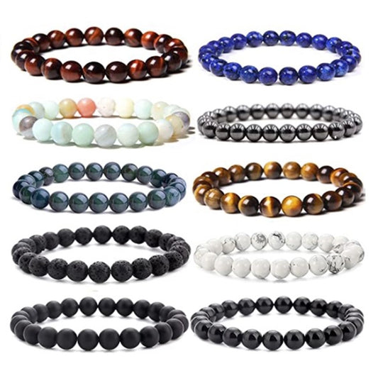 retro geometric natural stone agate bracelets - CEJEW