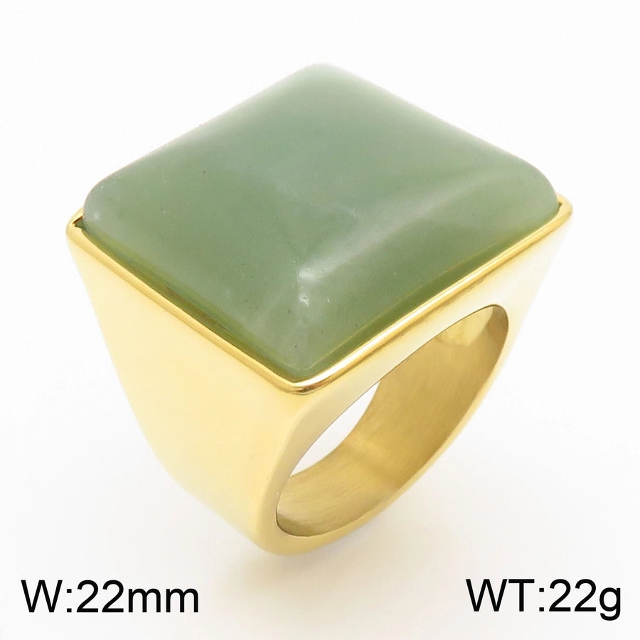 Jewelry Vintage Style Geometric Square Stainless Steel 18K Gold Plated Plating Rings