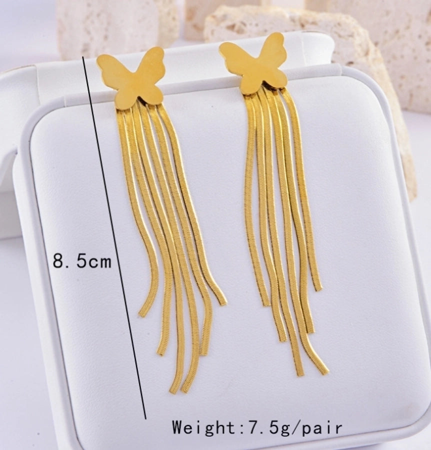 1 Pair Casual Elegant Streetwear Butterfly Plating 304 Stainless Steel Stainless Steel Earrings - CEJEW