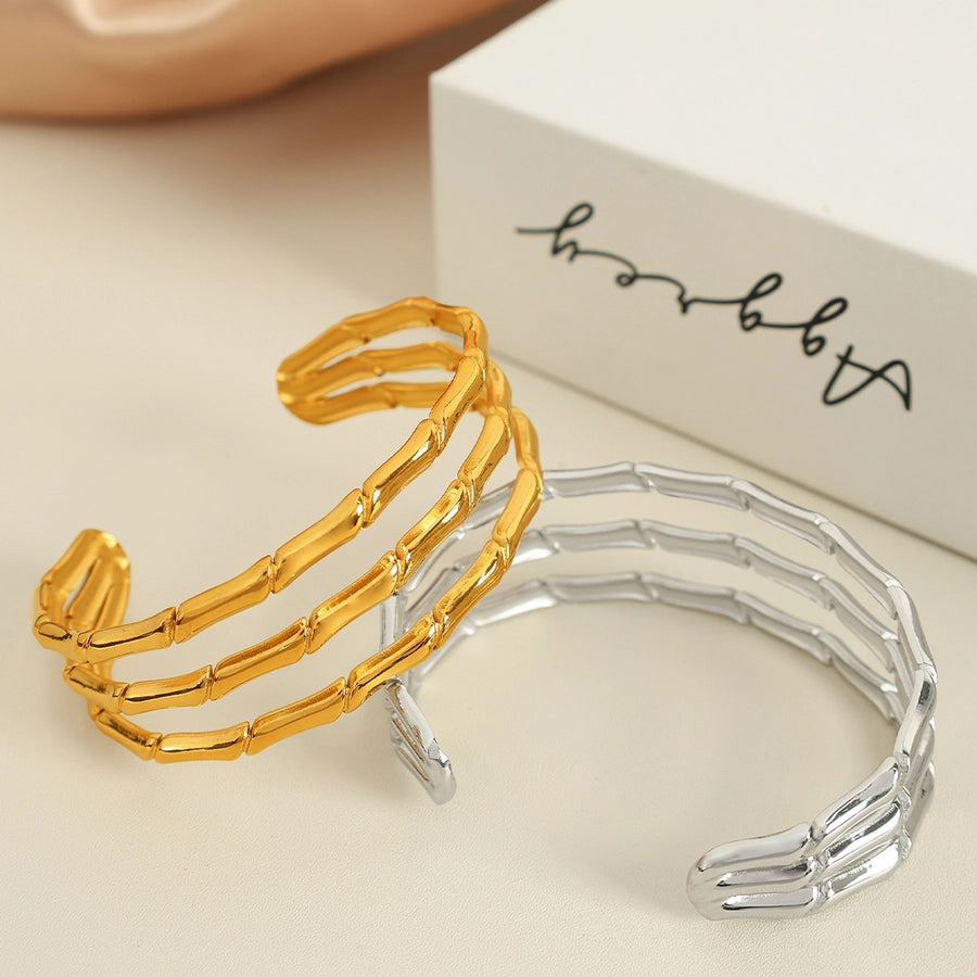 Elegant French Style Geometric Solid Color 304 Stainless Steel 18K Gold Plated Stainless Steel Bracelets In Bulk