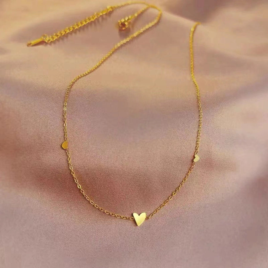 Jewelry IG Style Heart Shape 201 Stainless Steel 18K Gold Plated Necklace