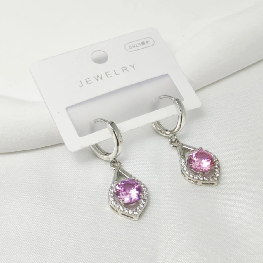 1 Pair Elegant French Style Commute Heart Shape Inlay 304 Stainless Steel Zircon Drop Earrings