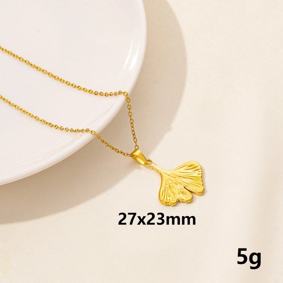 Jewelry Casual Simple Style Leaves 304 Stainless Steel 18K Gold Plated Pendant Necklace