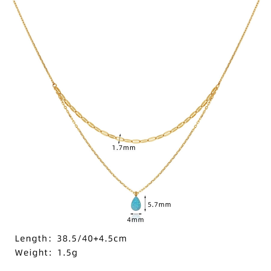 Jewelry IG Style Fairy Style Water Droplets 304 Stainless Steel 18K Gold Plated Double Layer Necklaces Pendant Necklace