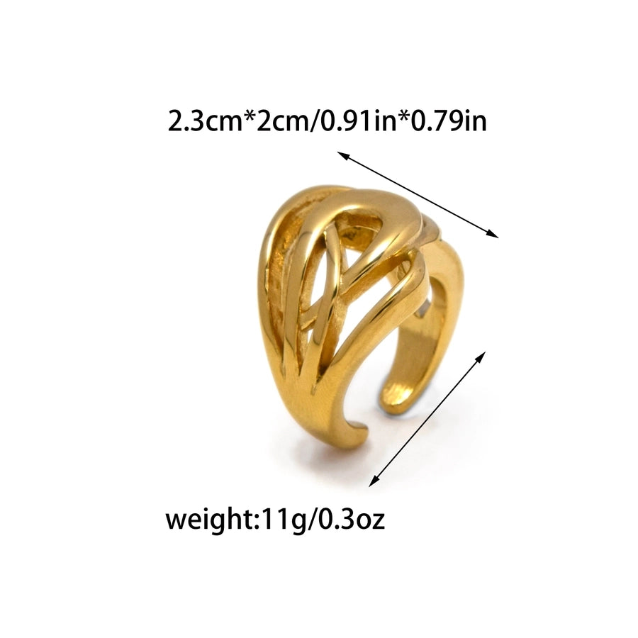 Jewelry Simple Style Commute Geometric Solid Color 304 Stainless Steel 14K Gold Plated Stainless Steel Rings - CEJEW