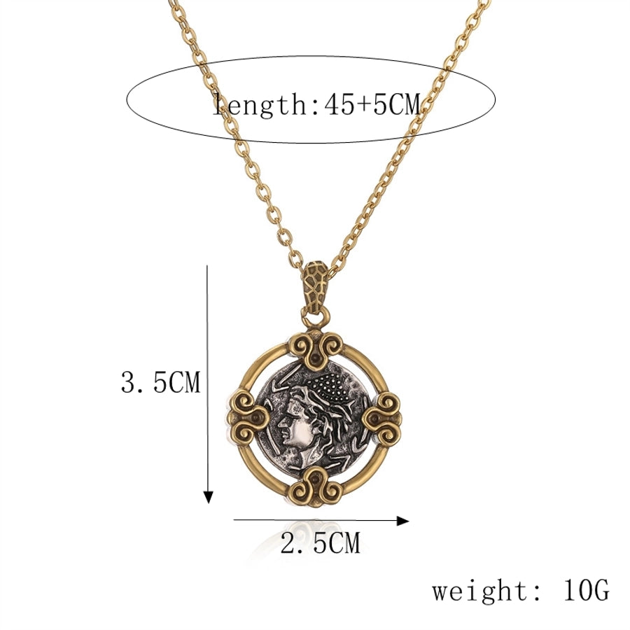 ig style simple style portrait stainless steel copper plating inlay zircon gold plated pendant necklace - CEJEW