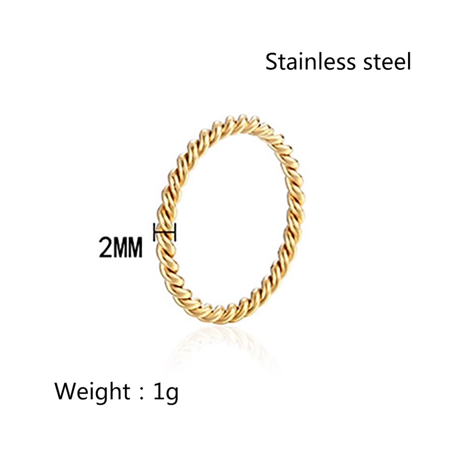 304 Stainless Steel 18K Gold Plated IG Style Plating Twist Rings