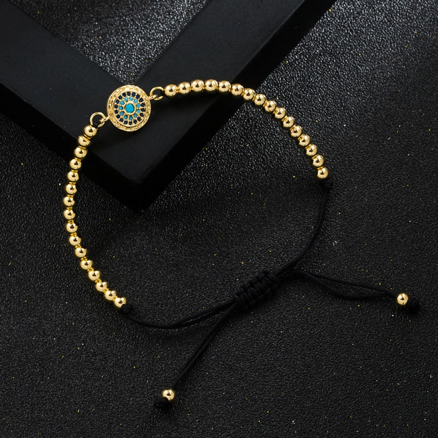 copper gold-plated micro inlaid zircon devil's eye adjustable bracelet