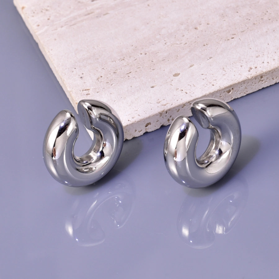 1 Pair Simple Style Classic Style C Shape Plating Titanium Steel Ear Studs