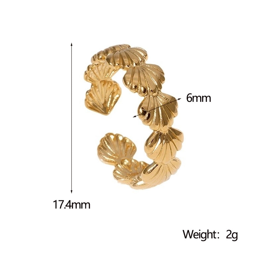 Jewelry Marine Style Beach Tropical Shell 304 Stainless Steel 18K Gold Plated Open Rings