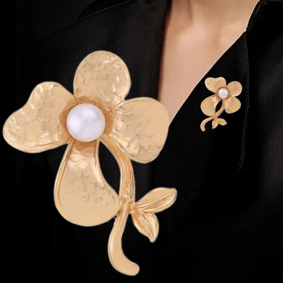 elegant lady flower alloy inlay pearl women's brooches 1 piece