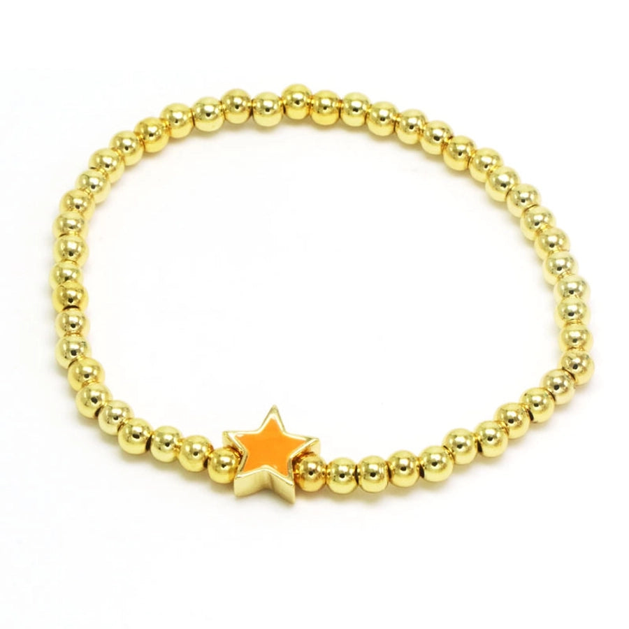 Copper 18K Gold Plated Beaded Enamel Star Bracelets