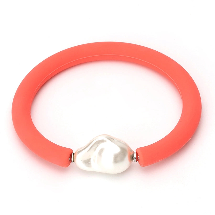 1 piece fashion round silica gel pearl women's bangle