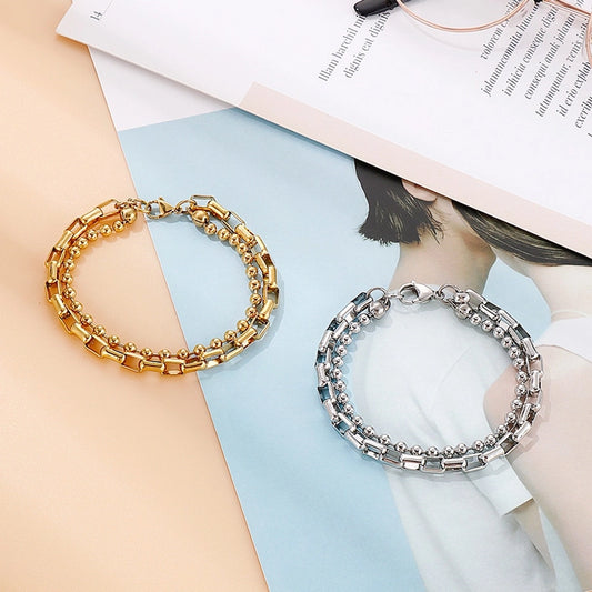 Simple Style Geometric Titanium Steel 18K Gold Plated Bracelets In Bulk