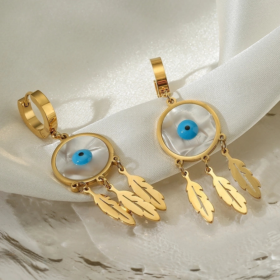 1 Pair Modern Style Artistic Devil'S Eye Plating 304 Stainless Steel Shell 18K Gold Plated Drop Earrings