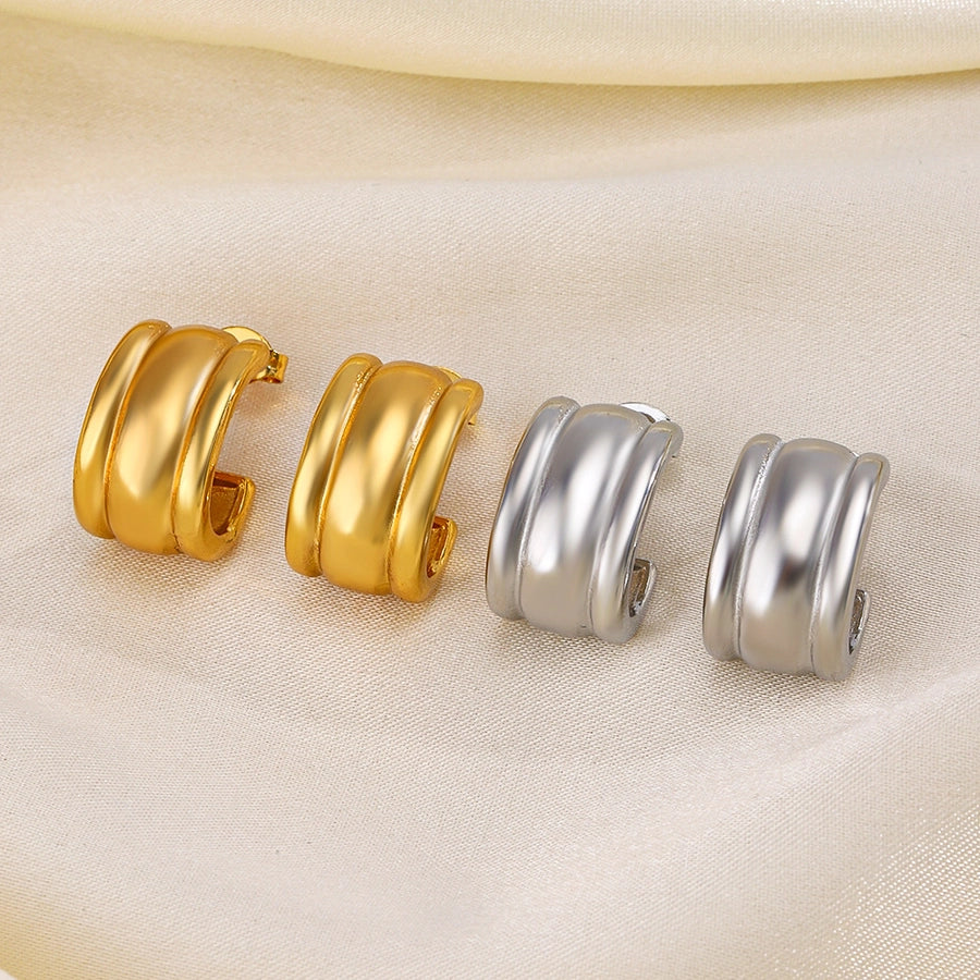 1 Pair Retro C Shape Plating 304 Stainless Steel 18K Gold Plated Ear Studs