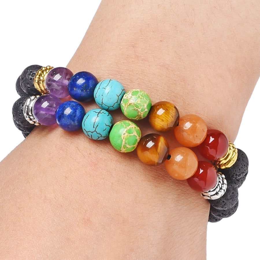 Simple Style Round Alloy natural stone Polyester Woven Chain Bracelets In Bulk