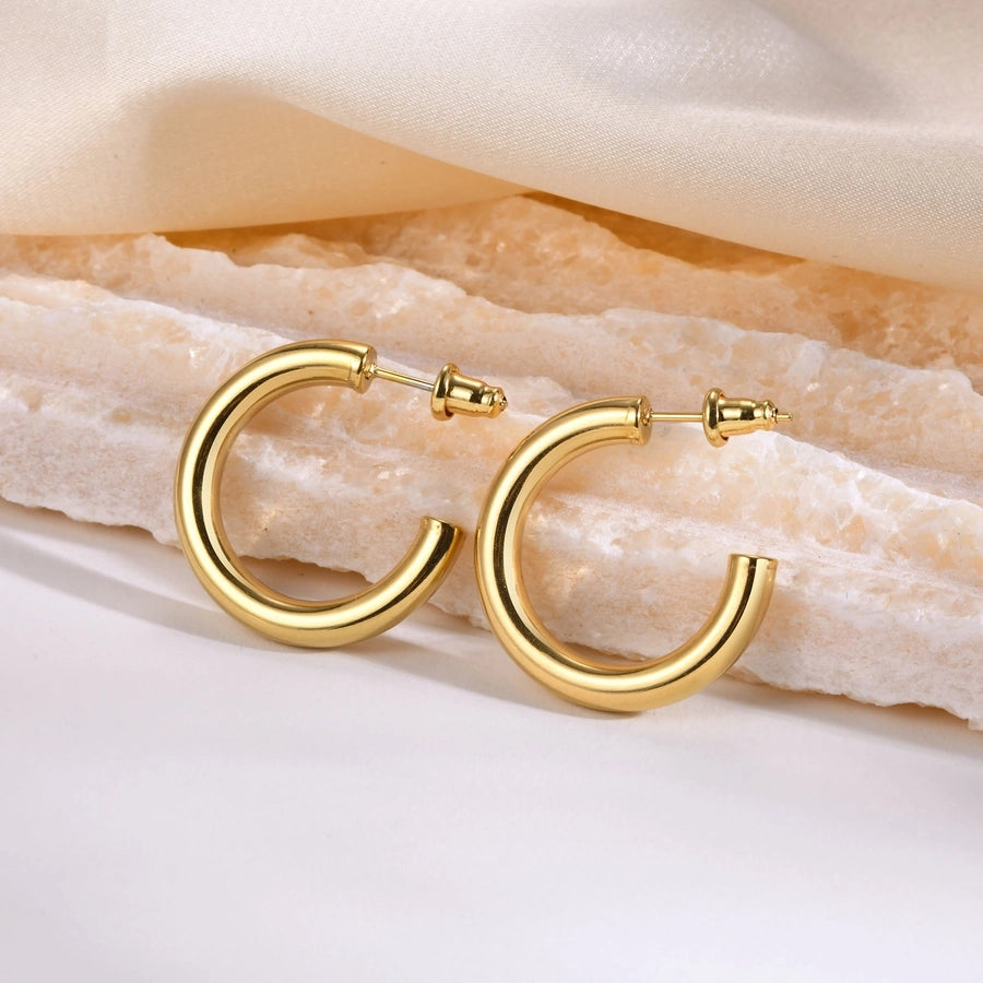 1 Pair Vintage Style Classic Style C Shape Plating 304 Stainless Steel Gold Plated Ear Studs