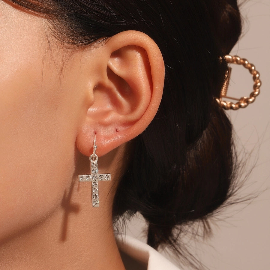 1 pair vintage style cross plating copper drop earrings