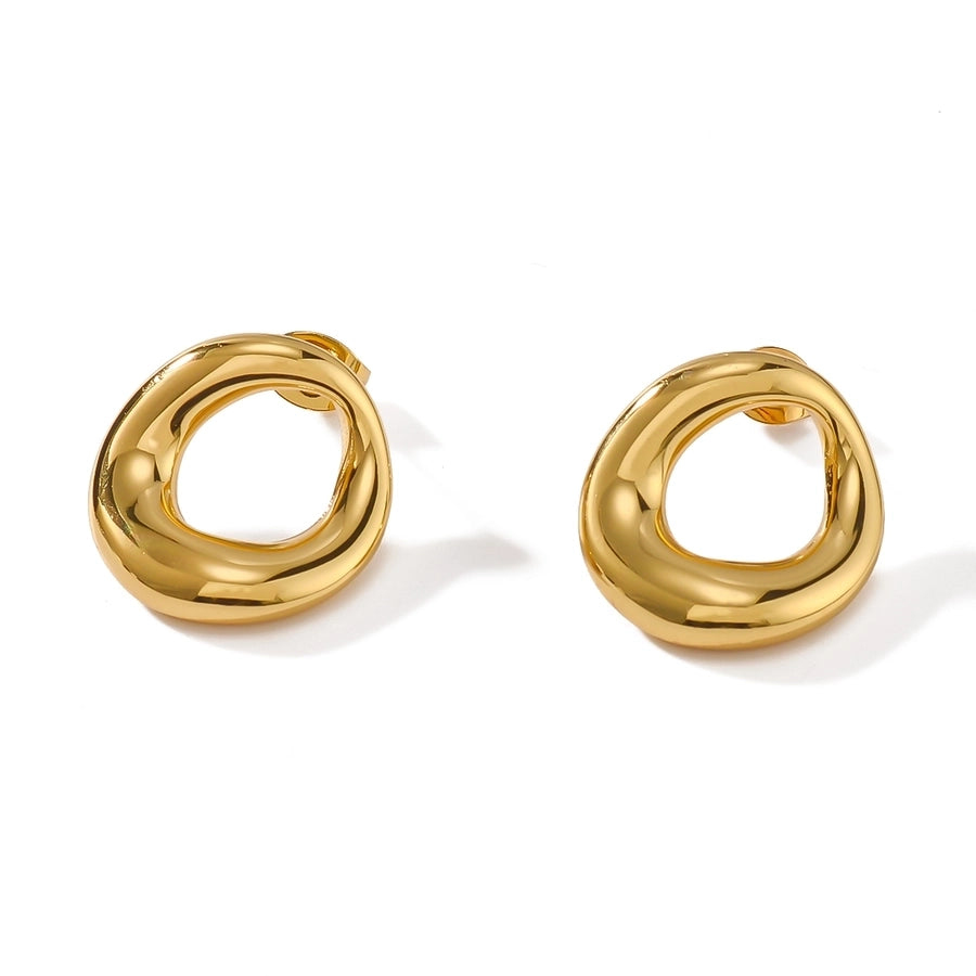 1 Pair Vintage Style Simple Style Circle Plating 304 Stainless Steel 18K Gold Plated Earrings