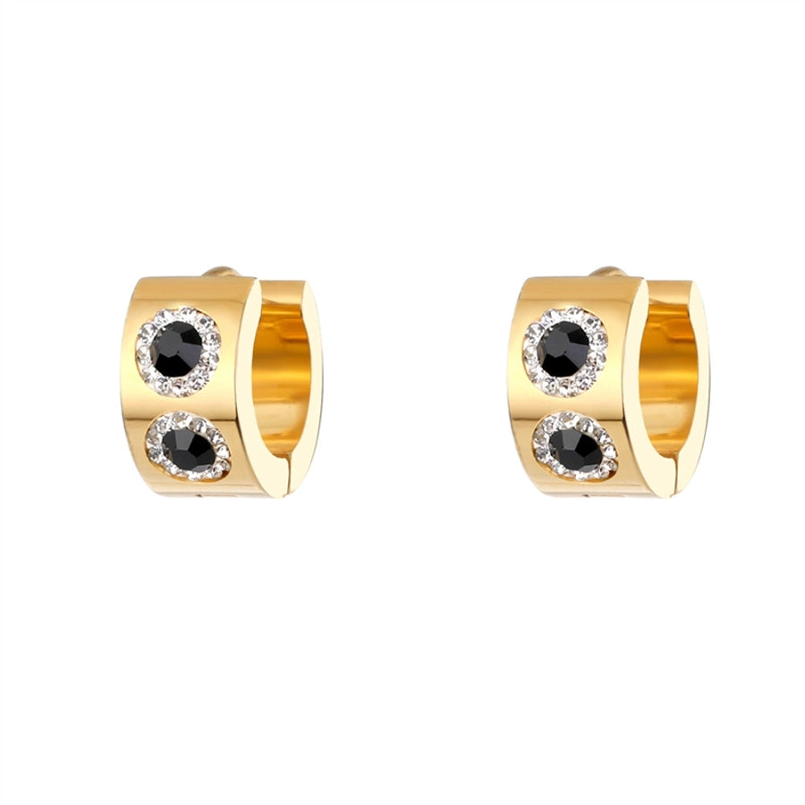 1 Pair Casual Simple Style Circle Plating Inlay 201 Stainless Steel Zircon Earrings