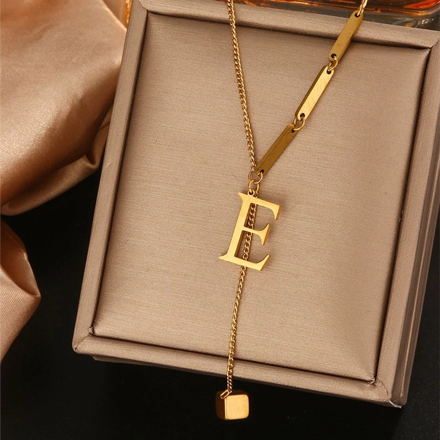 Jewelry Simple Style Artistic Letter 201 Stainless Steel 18K Gold Plated Pendant Necklace